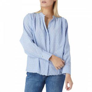 Joie Abidan Cornflower Blue Swiss Dot Blouse Top